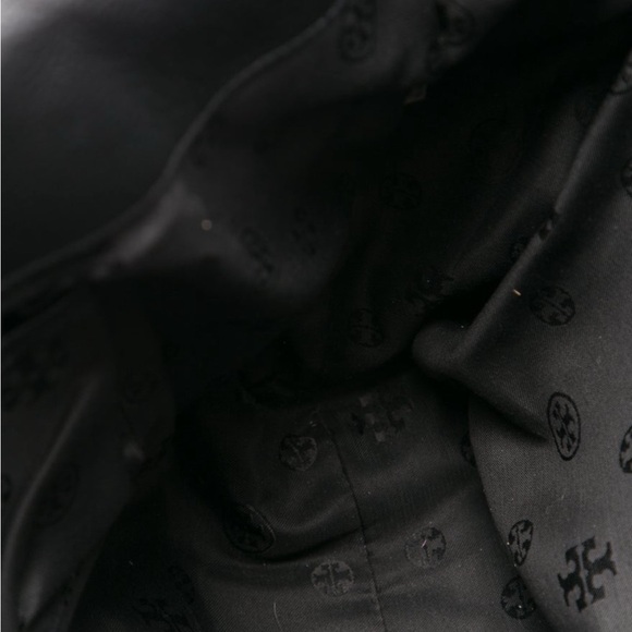 Tory Burch Solid Leather Black Leather Tote Bag - Picture 4 of 5